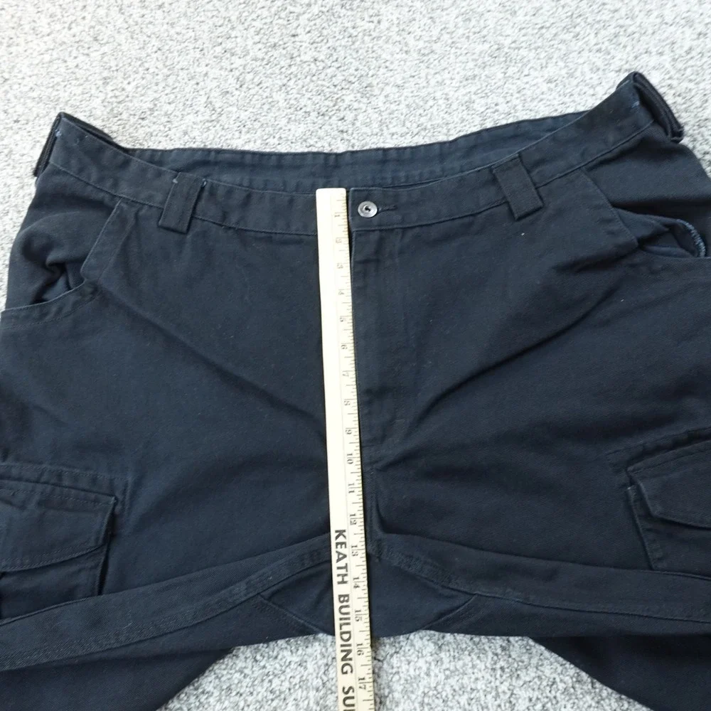Duluth Pants Mens 48X34 Black Heavy Canvas Cargo Utility Double Knee Work Hiking
